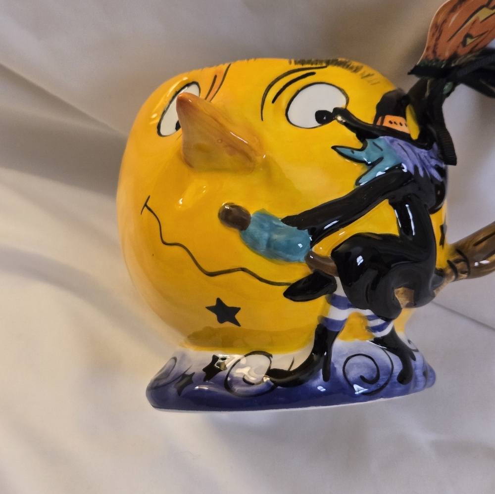 Halloween Blue Sky Clayworks Heather Goldminc Witch & Moon 16oz Coffee Mug NWT